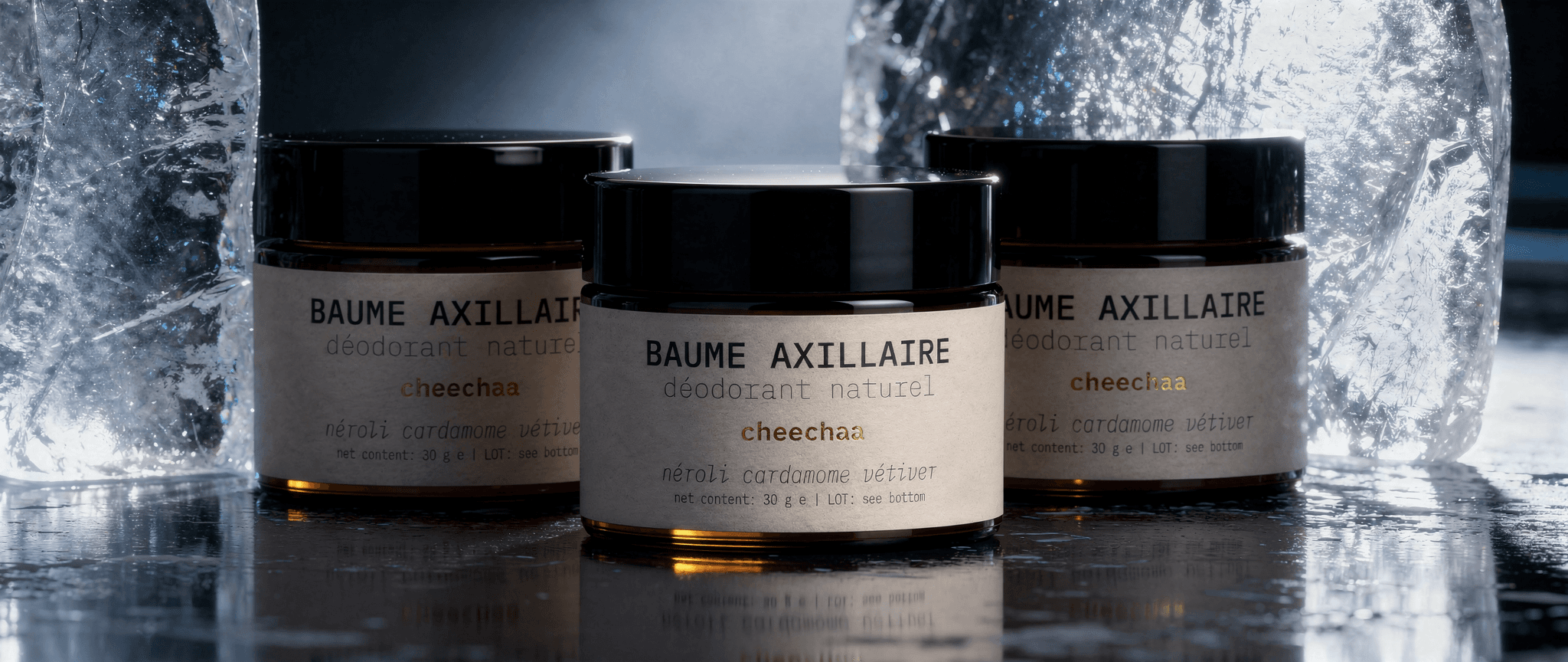 cheechaa BAUME AXILLAIRE natural deodorant balms with neroli-led scents